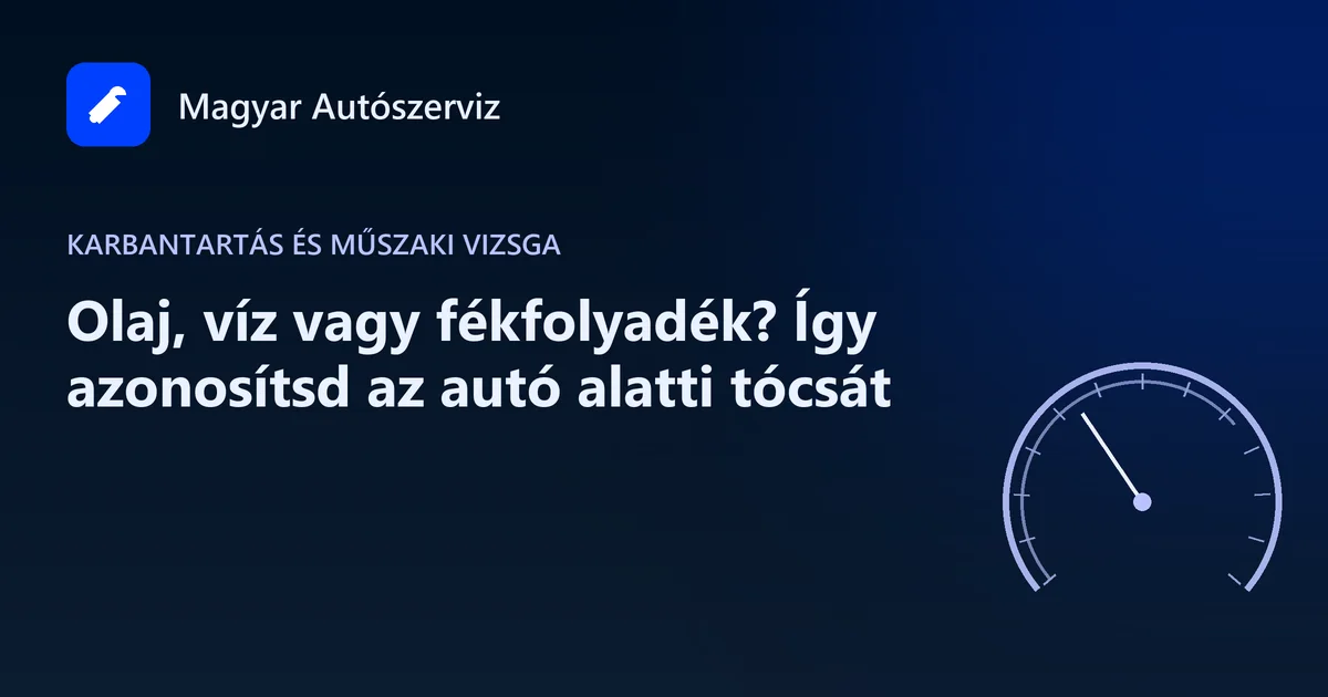 Olaj, víz vagy fékfolyadék? Így azonosítsd az autó alatti tócsát - Karbantartás és műszaki vizsga