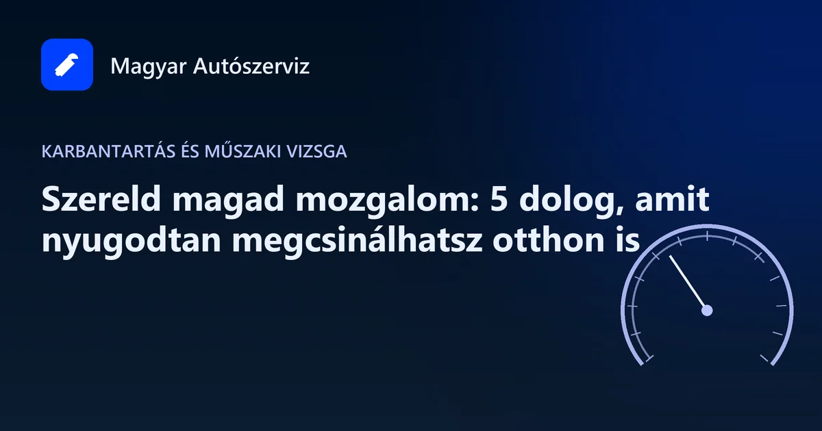 Szereld magad mozgalom: 5 dolog, amit nyugodtan megcsinálhatsz otthon is - Karbantartás és műszaki vizsga